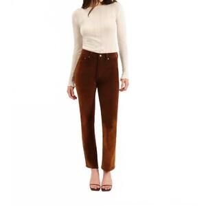 NEW DAZE smarty high rise slim straight pants in cognac